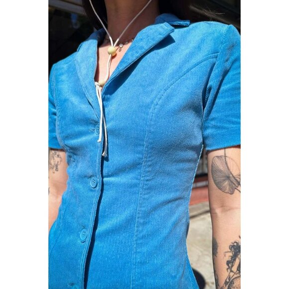 Rolla's Francoise Stretch Corduroy Dress Cornflower Womens Size Medium 10 - Picture 3 of 9